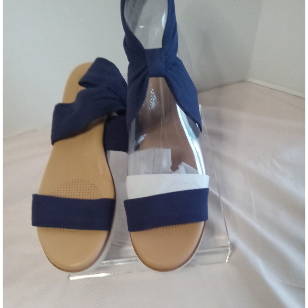 Corso Como Size 9.5 Baylee Casual Blue Bow Ankle Strap Comfortable Slip On Shoes